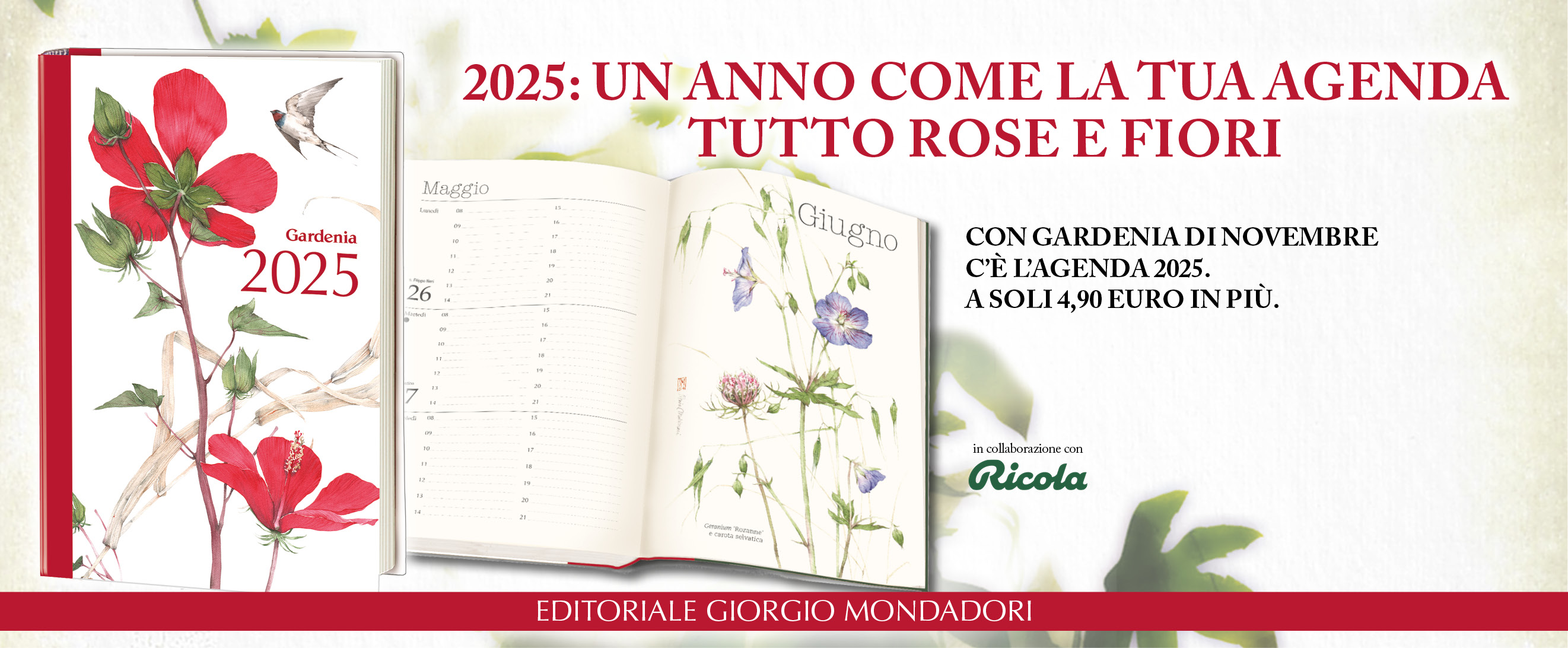 2025 : UN ANNO COME LA TUA AGENDA TUTTO ROSE E FIORI